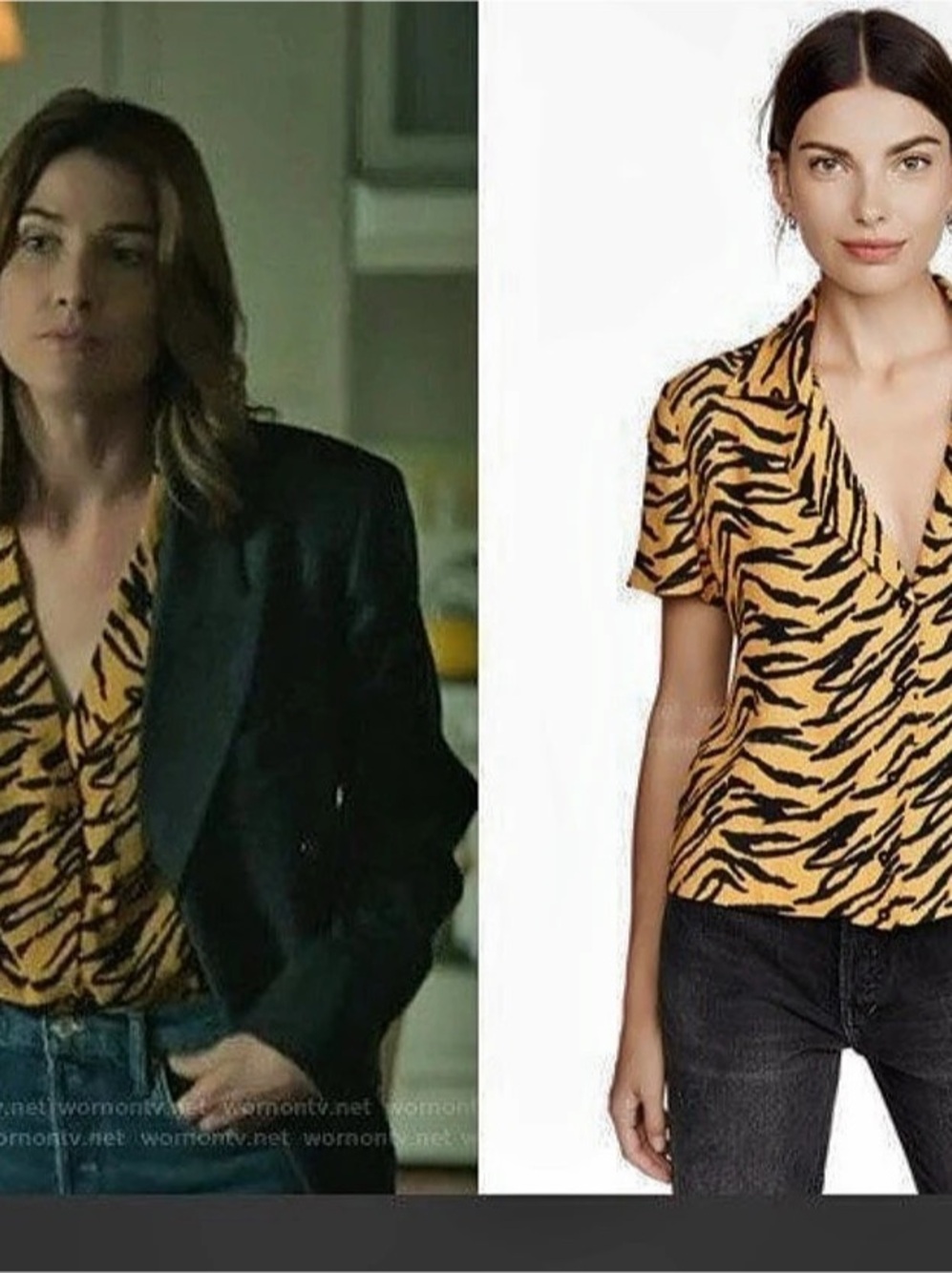 NWOT Reformation button down Tiger Print Blouse